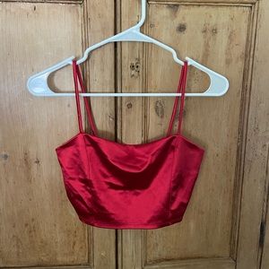 Red satin Windsor crop tank top
